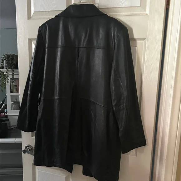 Vintage Pelle Studio Black Button-Front Leather Jacket